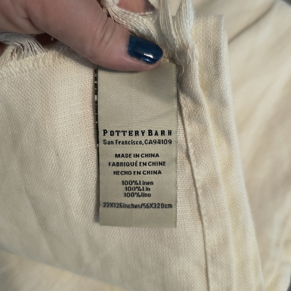 Pottery Barn Fringed Linen Knotted Table Runner Large 22x126" Cream - Picture 5 of 5